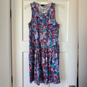 Theory Silk Achi Perplexing Watercolor Zip-Up Tank Dress, Size 6